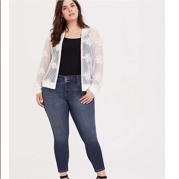 2X EMBROIDERED MESH PLUS SIZE BOMBER JACKET NWOT - Picture 3 of 5